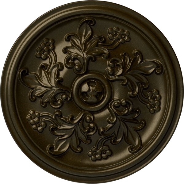 Ekena Millwork Katheryn Ceiling Medallion (Fits Canopies up to 2 1/8"), Hnd-Painted Green Gold, 14 1/2"OD x 2 3/4"P CM14KTGGS - main